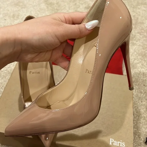 Christian Louboutin, Pigalle 100, Nude, shiny leather - Picture 12 of 17